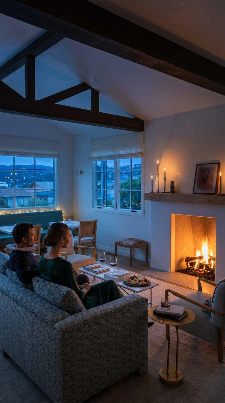 Villa Mara blue-hour couple aperitivo